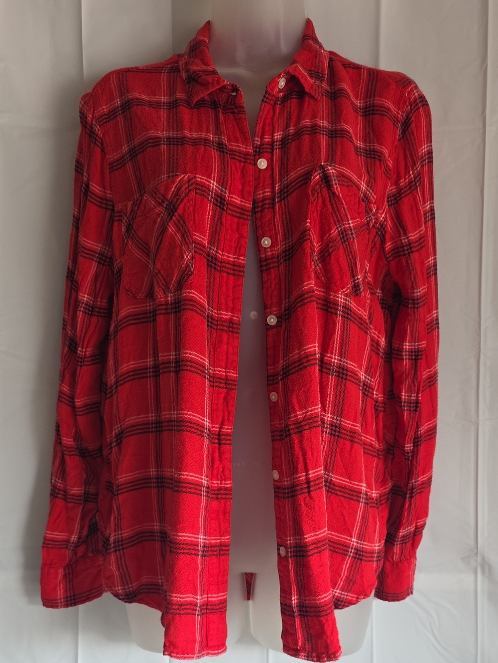 Lucky Brand Red and Black Plaid Button-Down Shirt
